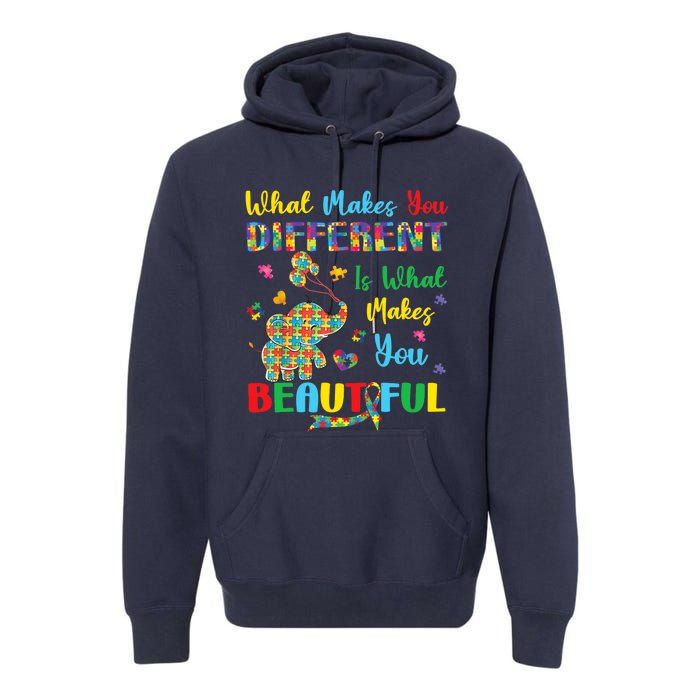 Elephant Autism Awareness Autistic For Mom Dads Wo Premium Hoodie