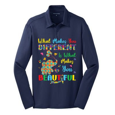 Elephant Autism Awareness Autistic For Mom Dads Wo Silk Touch Performance Long Sleeve Polo