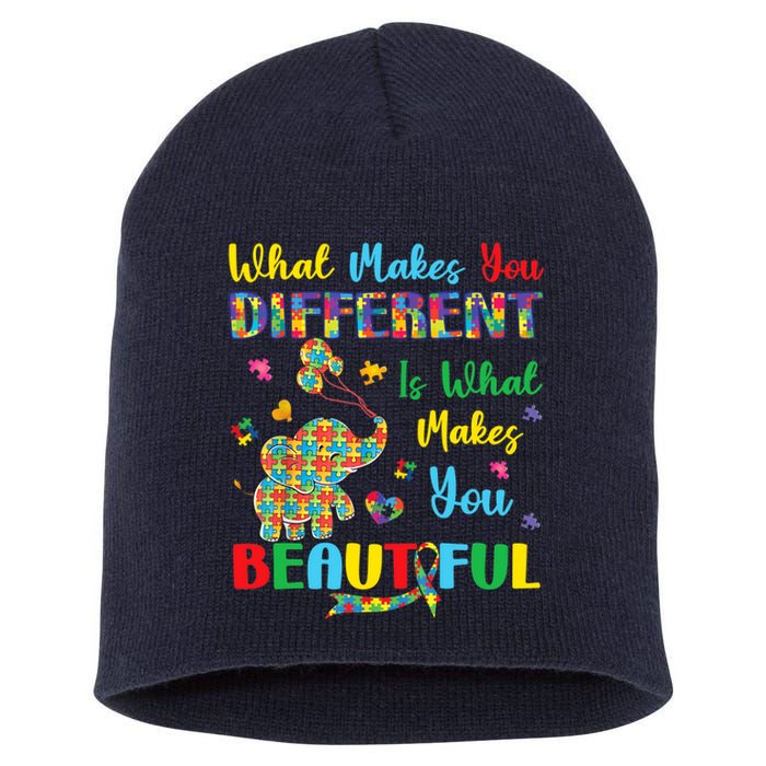 Elephant Autism Awareness Autistic For Mom Dads Wo Short Acrylic Beanie