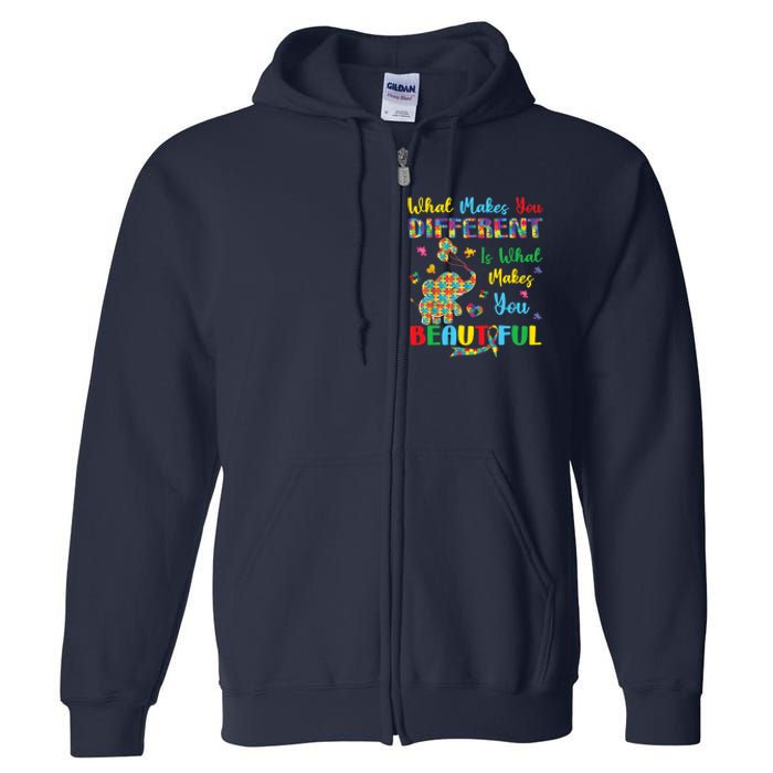 Elephant Autism Awareness Autistic For Mom Dads Wo Full Zip Hoodie