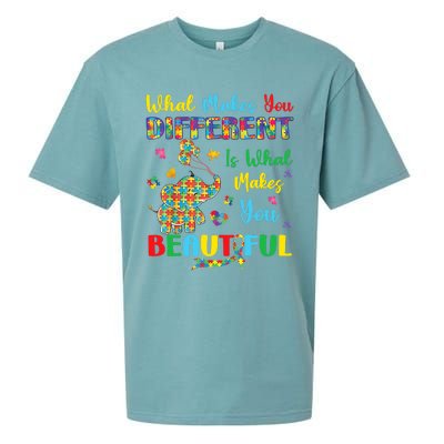 Elephant Autism Awareness Autistic For Mom Dads Wo Sueded Cloud Jersey T-Shirt