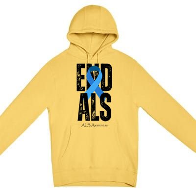 End Als Awareness Month Ribbon Premium Pullover Hoodie