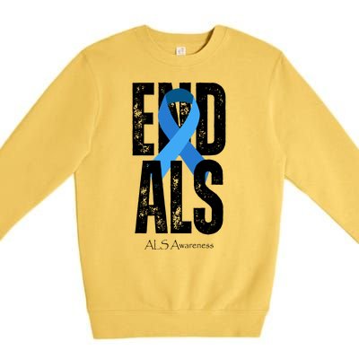 End Als Awareness Month Ribbon Premium Crewneck Sweatshirt