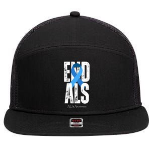 End Als Awareness Month Ribbon 7 Panel Mesh Trucker Snapback Hat