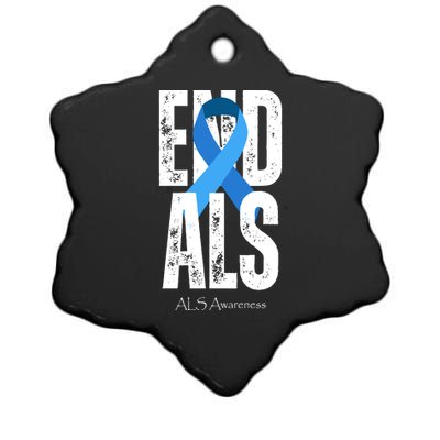 End Als Awareness Month Ribbon Ceramic Star Ornament