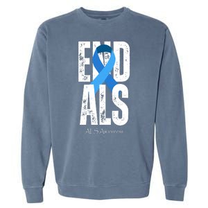 End Als Awareness Month Ribbon Garment-Dyed Sweatshirt