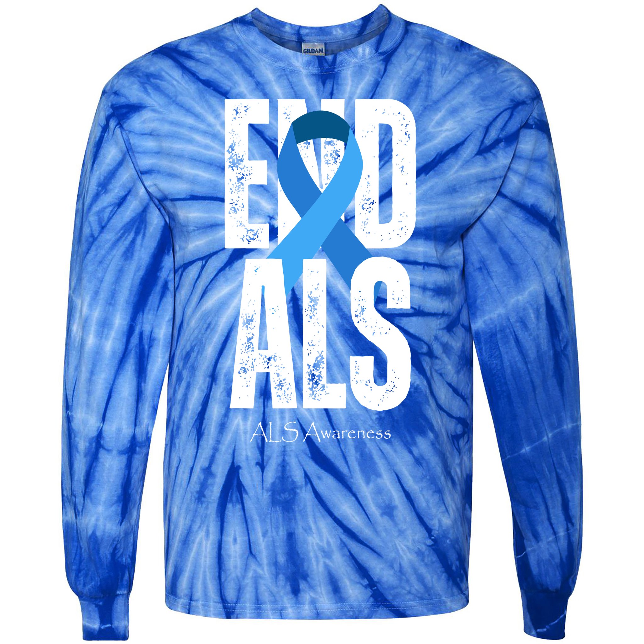 End Als Awareness Month Ribbon Tie-Dye Long Sleeve Shirt