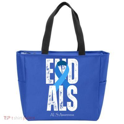 End Als Awareness Month Ribbon Zip Tote Bag