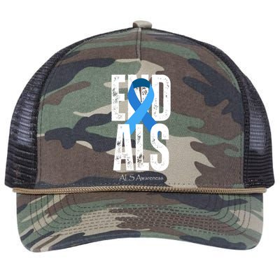 End Als Awareness Month Ribbon Retro Rope Trucker Hat Cap