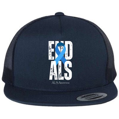 End Als Awareness Month Ribbon Flat Bill Trucker Hat