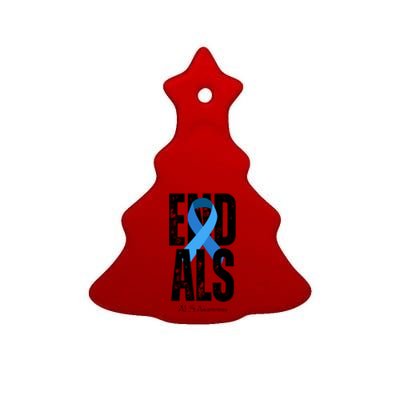 End Als Awareness Month Ribbon Ceramic Tree Ornament