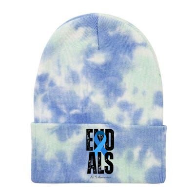 End Als Awareness Month Ribbon Tie Dye 12in Knit Beanie