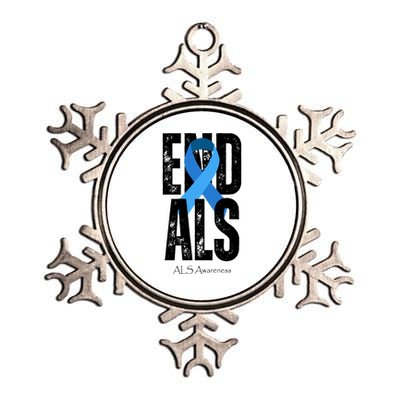 End Als Awareness Month Ribbon Metallic Star Ornament