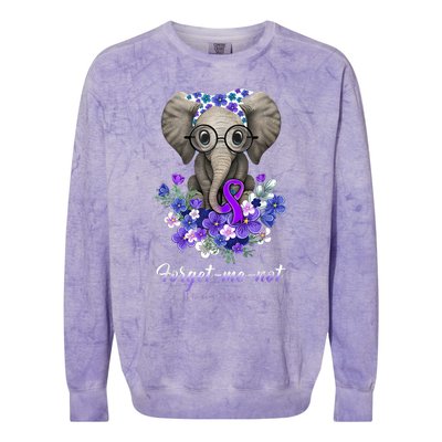 Elephant AlzheimerS Awareness Purple Ribbon Colorblast Crewneck Sweatshirt