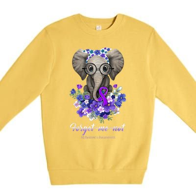 Elephant AlzheimerS Awareness Purple Ribbon Premium Crewneck Sweatshirt