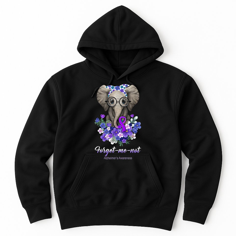 Elephant AlzheimerS Awareness Purple Ribbon Hoodie