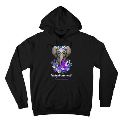 Elephant AlzheimerS Awareness Purple Ribbon Hoodie