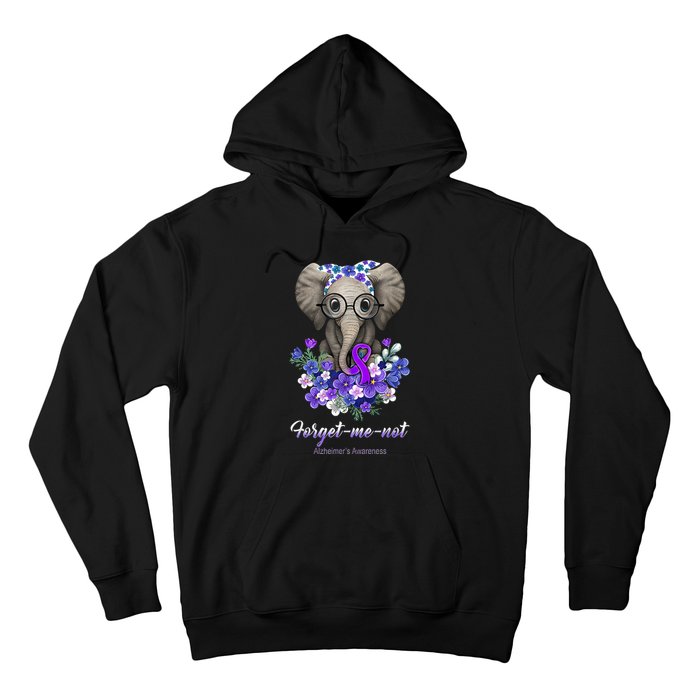 Elephant AlzheimerS Awareness Purple Ribbon Hoodie