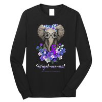 Elephant AlzheimerS Awareness Purple Ribbon Long Sleeve Shirt