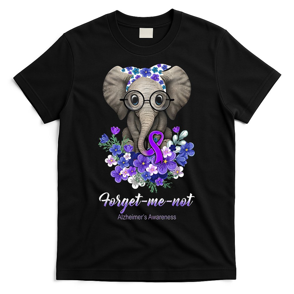 Elephant AlzheimerS Awareness Purple Ribbon T-Shirt