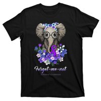 Elephant AlzheimerS Awareness Purple Ribbon T-Shirt