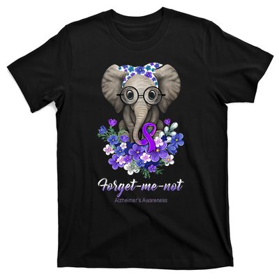 Elephant AlzheimerS Awareness Purple Ribbon T-Shirt