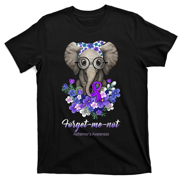 Elephant AlzheimerS Awareness Purple Ribbon T-Shirt