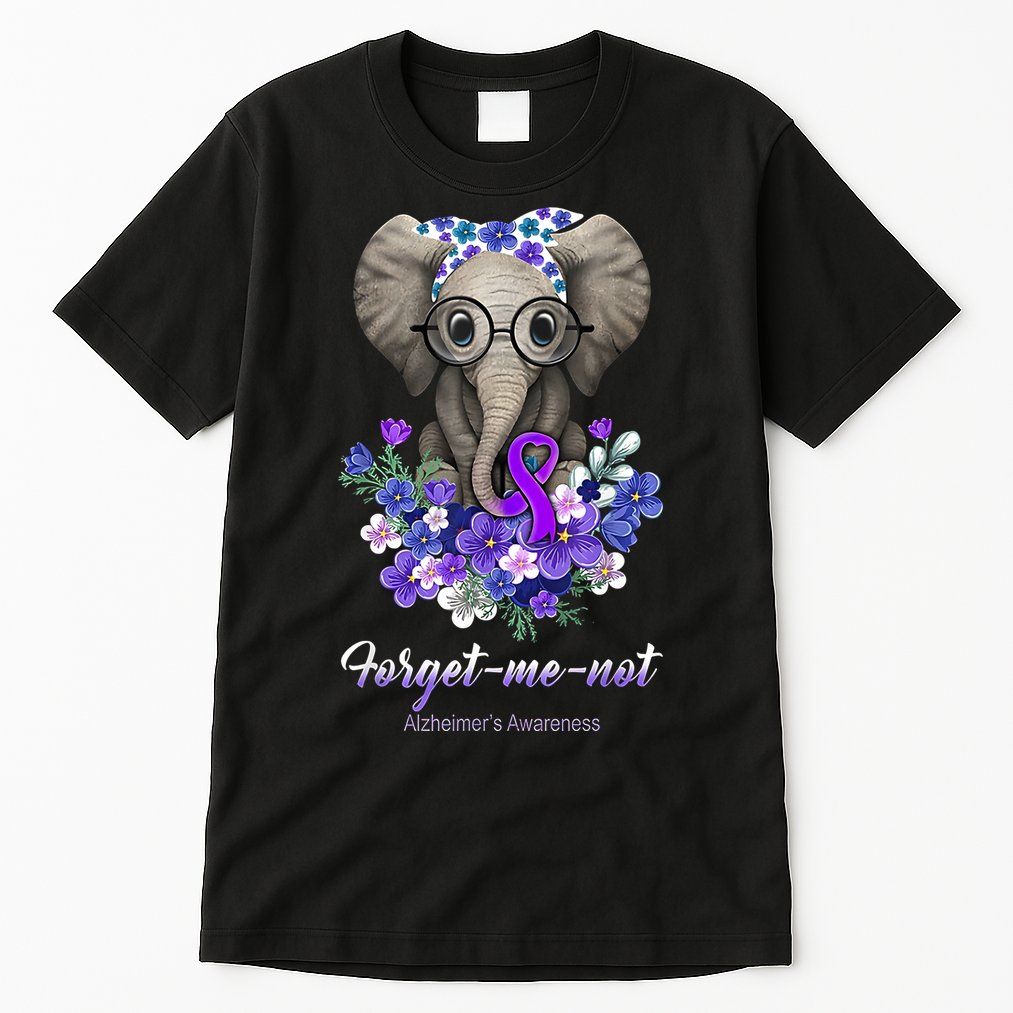 Elephant AlzheimerS Awareness Purple Ribbon Tall T-Shirt