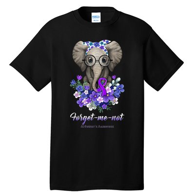 Elephant AlzheimerS Awareness Purple Ribbon Tall T-Shirt