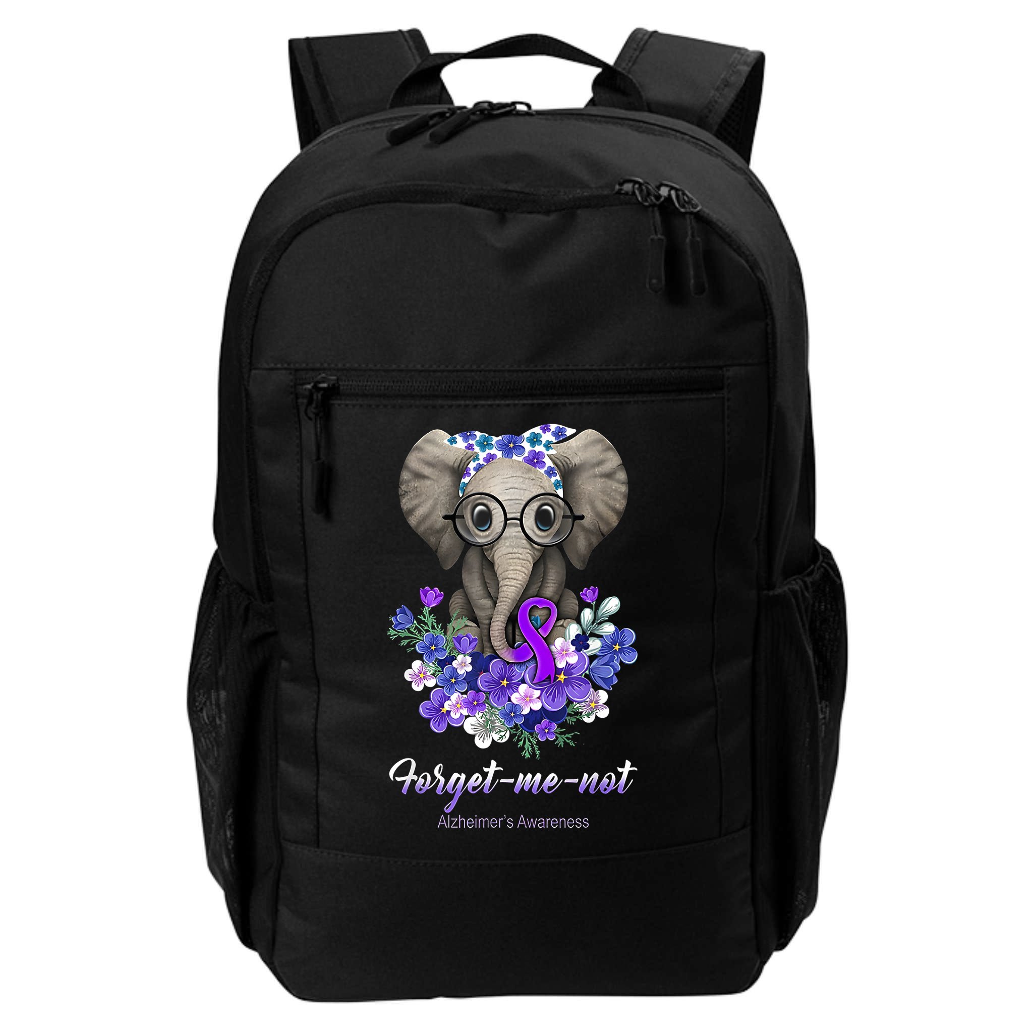 Elephant AlzheimerS Awareness Purple Ribbon Backpack