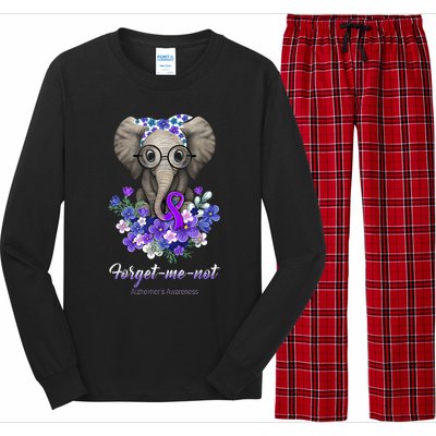 Elephant AlzheimerS Awareness Purple Ribbon Long Sleeve Pajama Set