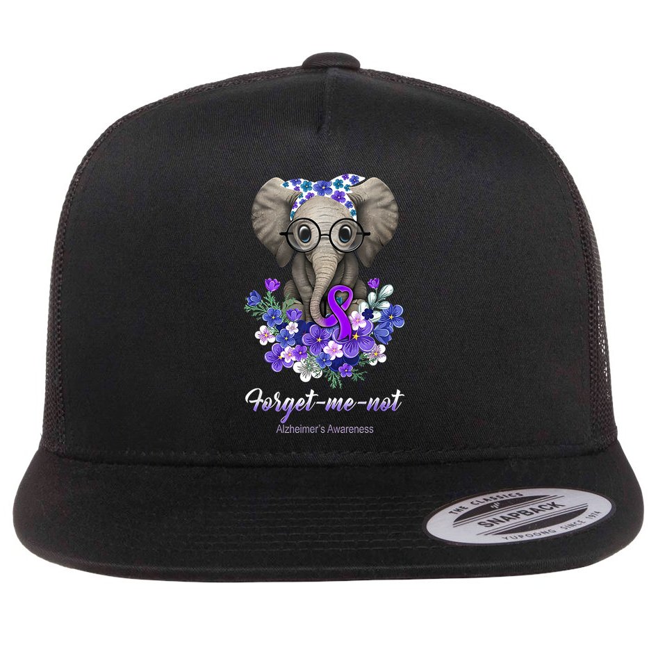 Elephant AlzheimerS Awareness Purple Ribbon Flat Bill Trucker Hat
