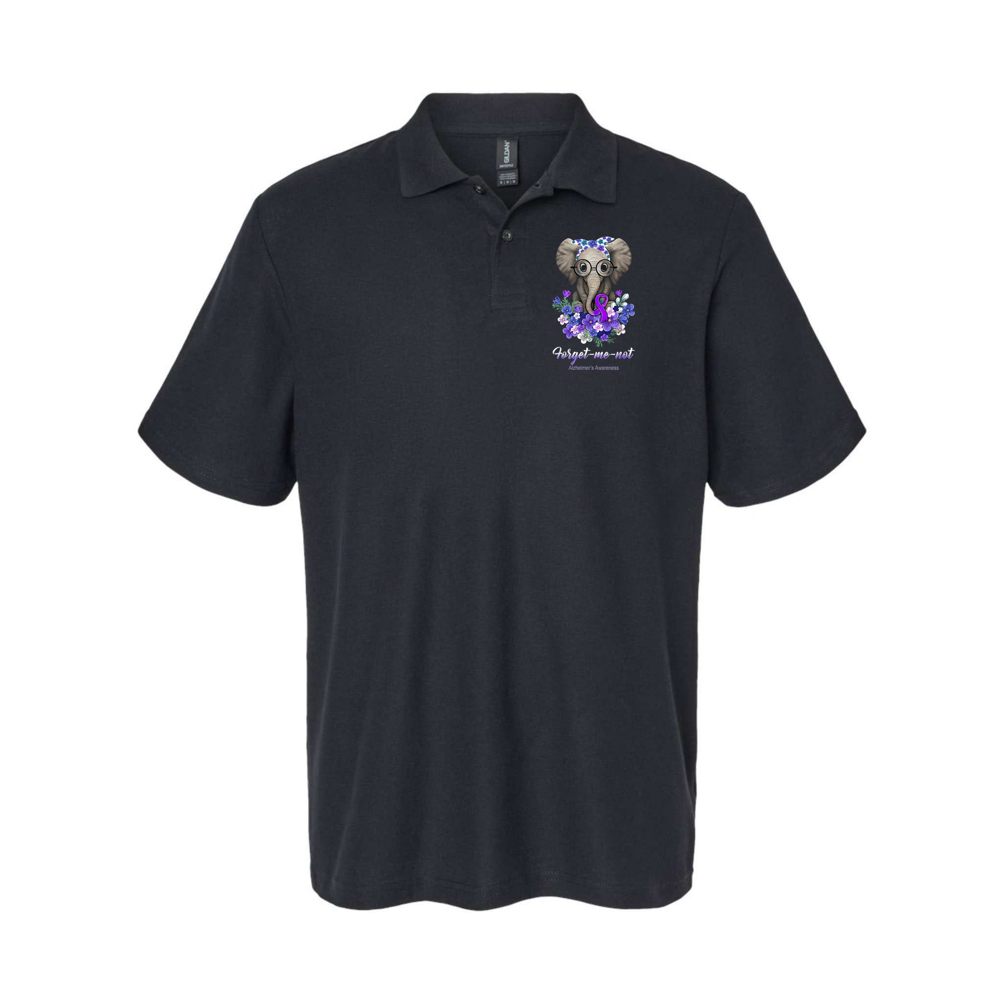 Elephant AlzheimerS Awareness Purple Ribbon Polo