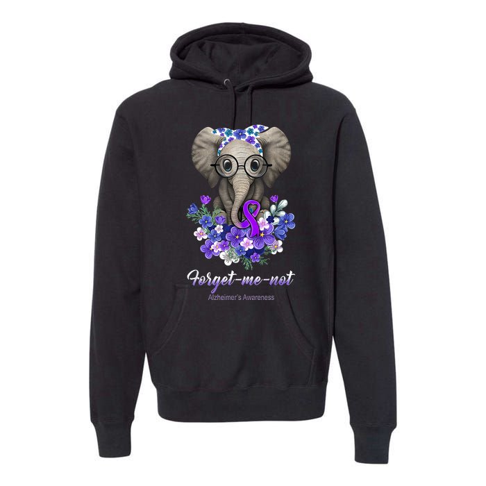 Elephant AlzheimerS Awareness Purple Ribbon Premium Hoodie