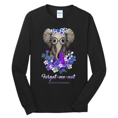 Elephant AlzheimerS Awareness Purple Ribbon Tall Long Sleeve T-Shirt