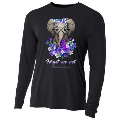 Elephant AlzheimerS Awareness Purple Ribbon Cooling Performance Long Sleeve Crew