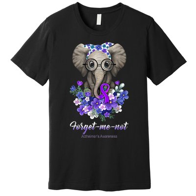 Elephant AlzheimerS Awareness Purple Ribbon Premium T-Shirt