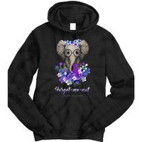 Elephant AlzheimerS Awareness Purple Ribbon Tie Dye Hoodie