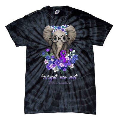 Elephant AlzheimerS Awareness Purple Ribbon Tie-Dye T-Shirt