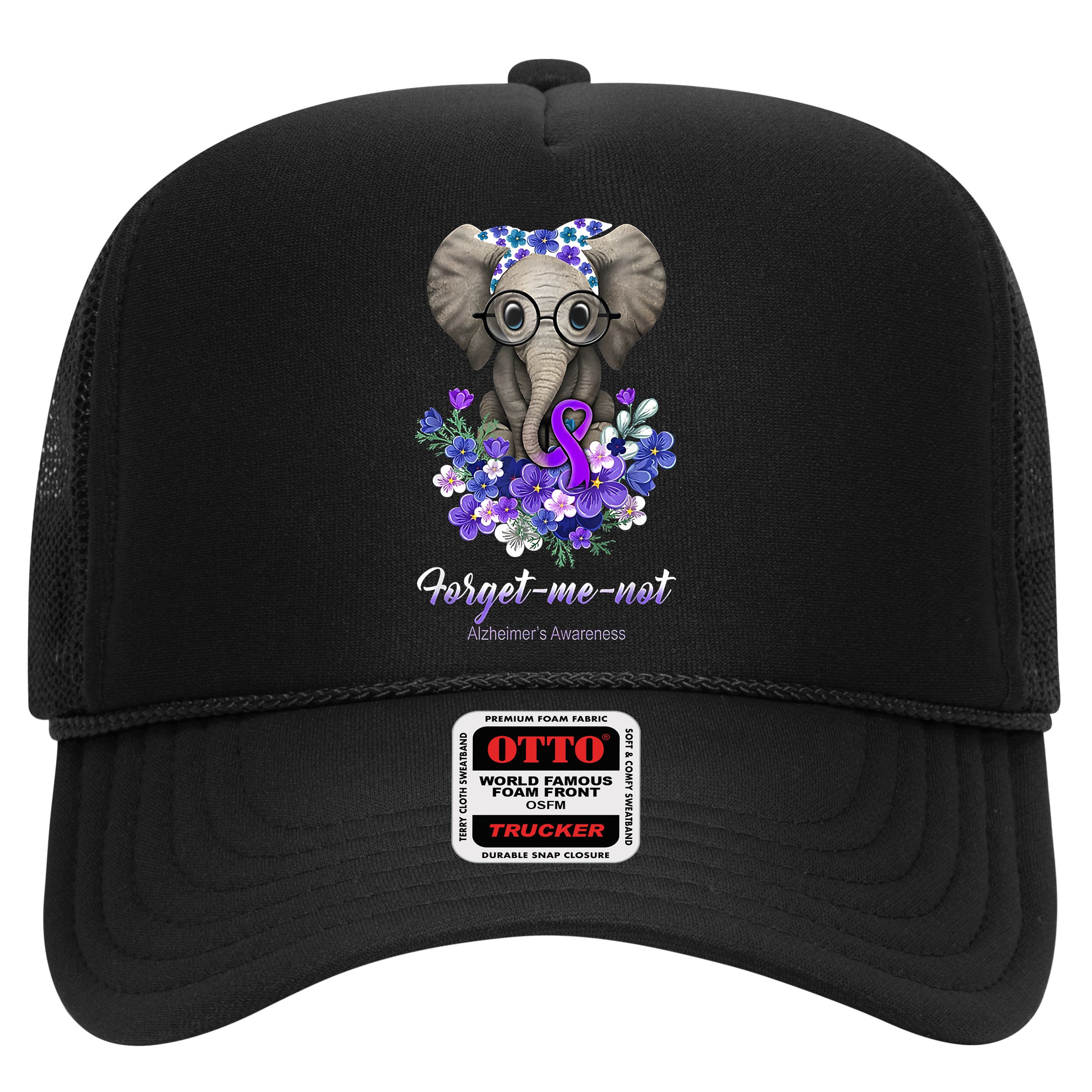 Elephant AlzheimerS Awareness Purple Ribbon Hat