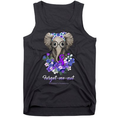 Elephant AlzheimerS Awareness Purple Ribbon Tank Top