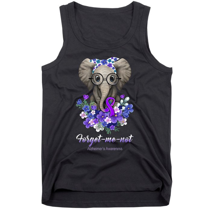 Elephant AlzheimerS Awareness Purple Ribbon Tank Top