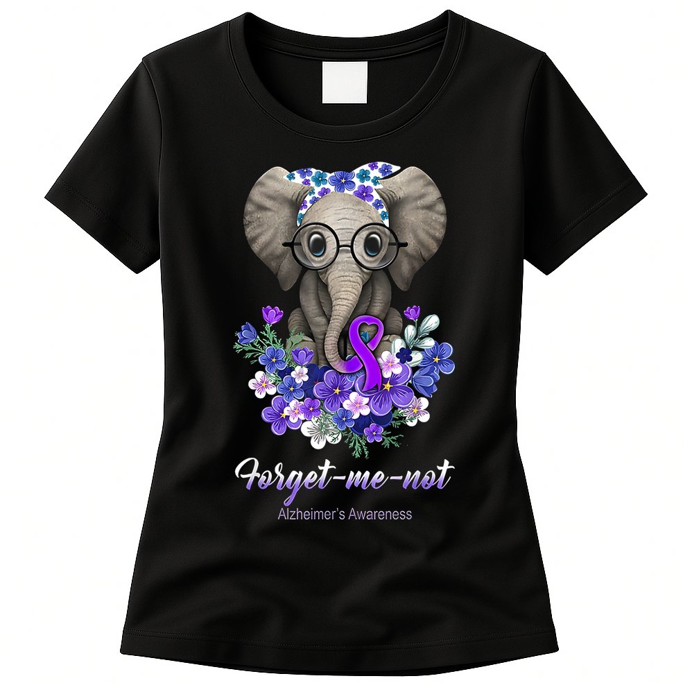 Elephant AlzheimerS Awareness Purple Ribbon Womens T-Shirt