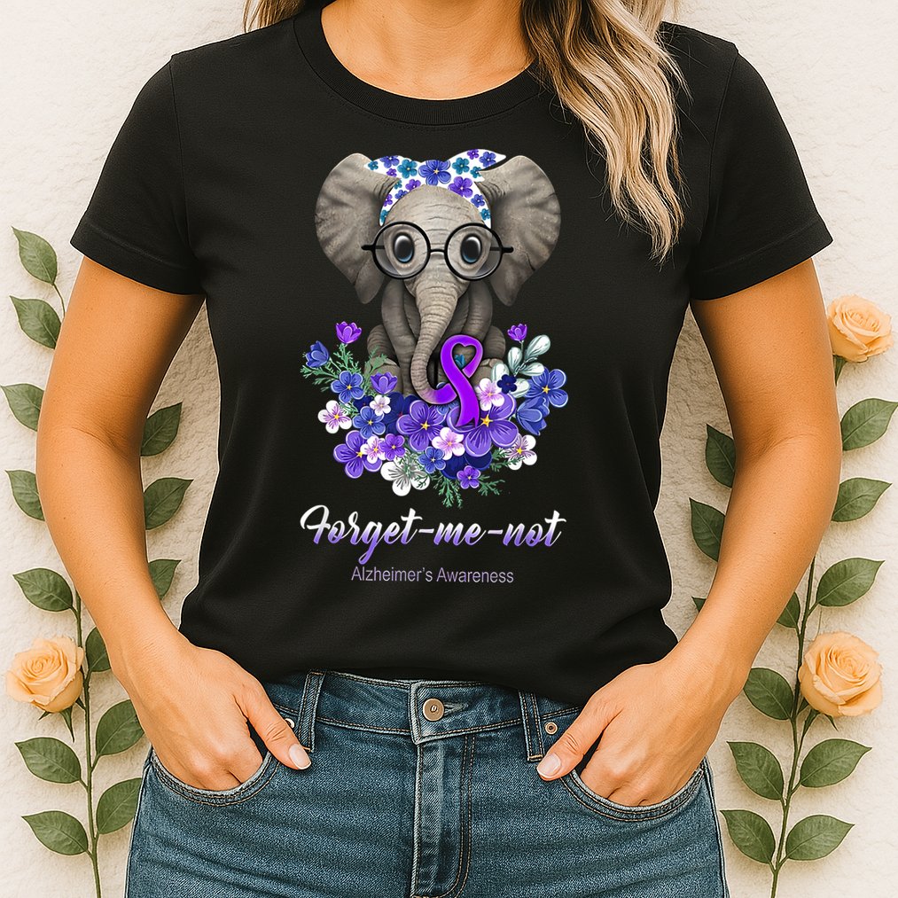 Elephant AlzheimerS Awareness Purple Ribbon Womens T-Shirt