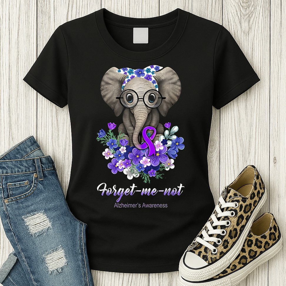 Elephant AlzheimerS Awareness Purple Ribbon Womens T-Shirt