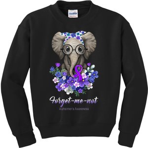 Elephant AlzheimerS Awareness Purple Ribbon Kids Sweatshirt