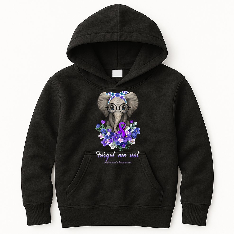 Elephant AlzheimerS Awareness Purple Ribbon Kids Hoodie