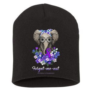 Elephant AlzheimerS Awareness Purple Ribbon Short Acrylic Beanie