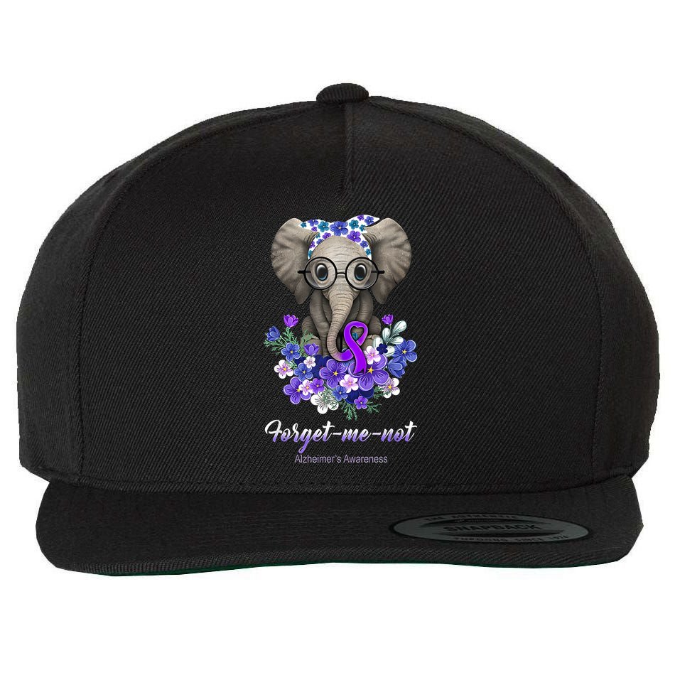 Elephant AlzheimerS Awareness Purple Ribbon Wool Snapback Cap