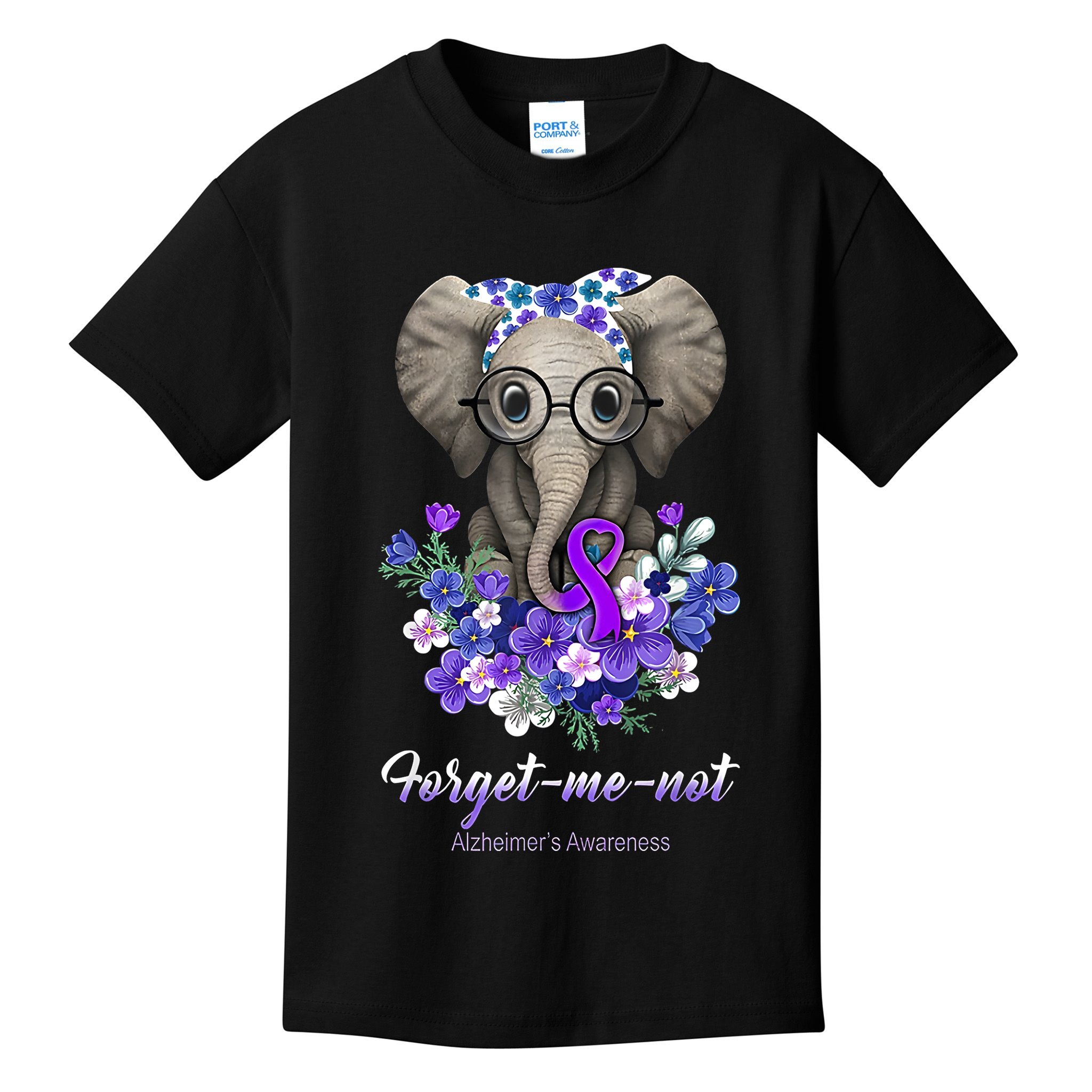 Elephant AlzheimerS Awareness Purple Ribbon Kids T-Shirt